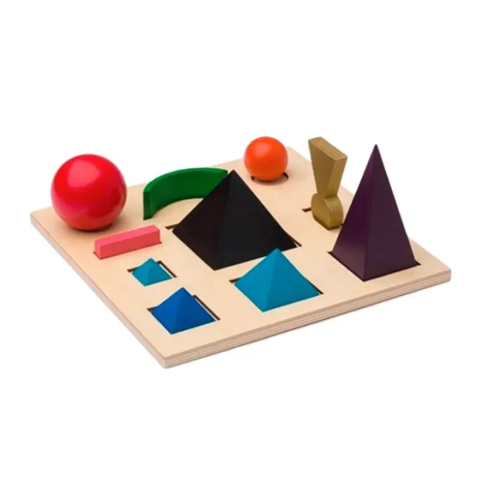 Sólidos gramaticales de madera con bandeja - Montessori