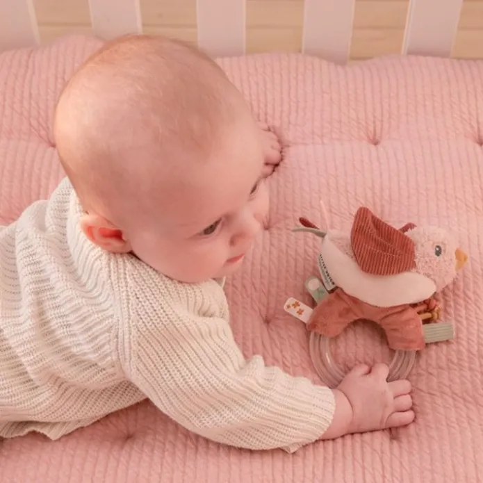 Sonajero de peluche con anillo Pajarito - Little Dutch