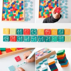 Tabla con fichas de madera para multiplicar y contar - Grimm's