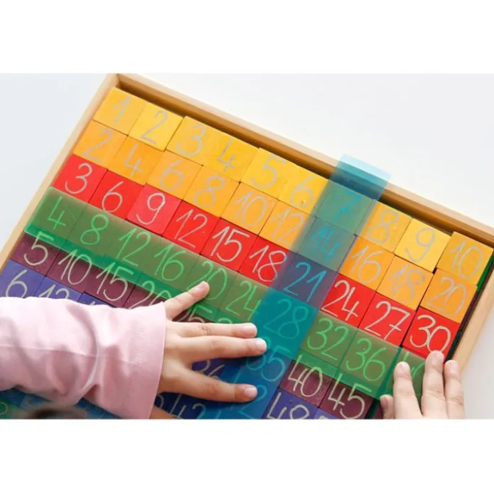 Tabla con fichas de madera para multiplicar y contar - Grimm's