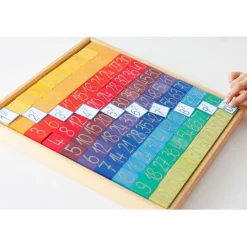Tabla con fichas de madera para multiplicar y contar - Grimm's