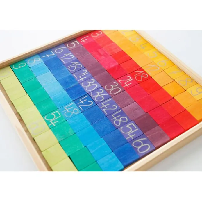 Tabla con fichas de madera para multiplicar y contar - Grimm's
