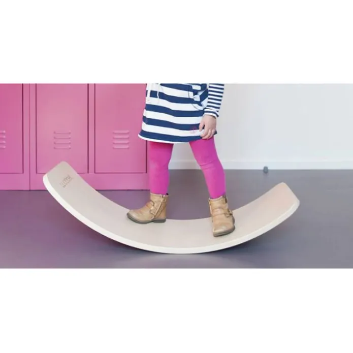 Tabla curva de madera de haya lacada transparente con fieltro fucsia Original - Wobbel + REGALO macaron