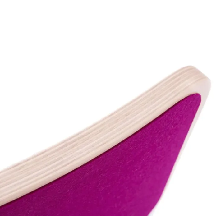 Tabla curva de madera de haya lacada transparente con fieltro fucsia Original - Wobbel + REGALO macaron