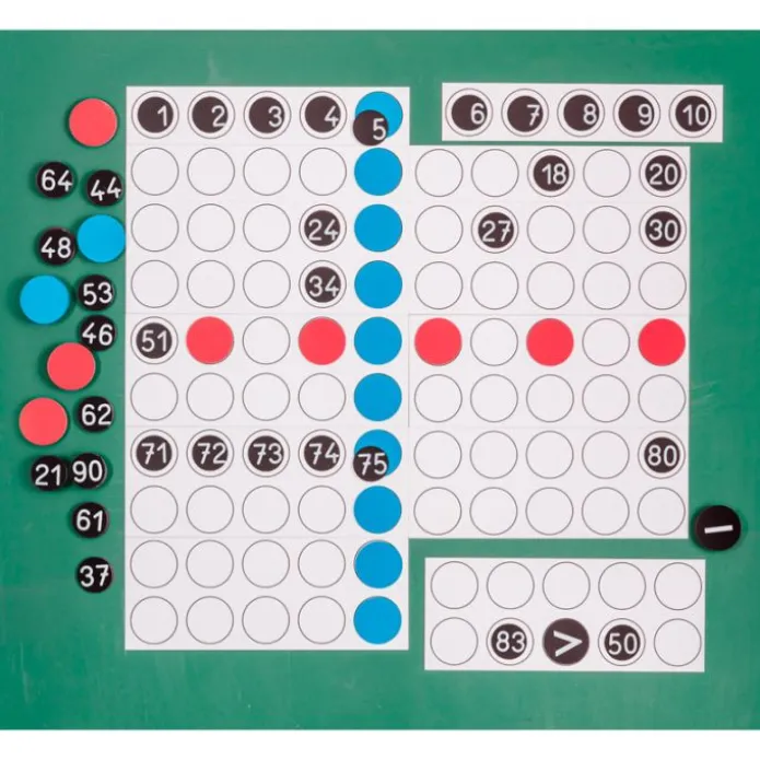 Tabla del 100 magnética con números, signos y fichas - Wissner