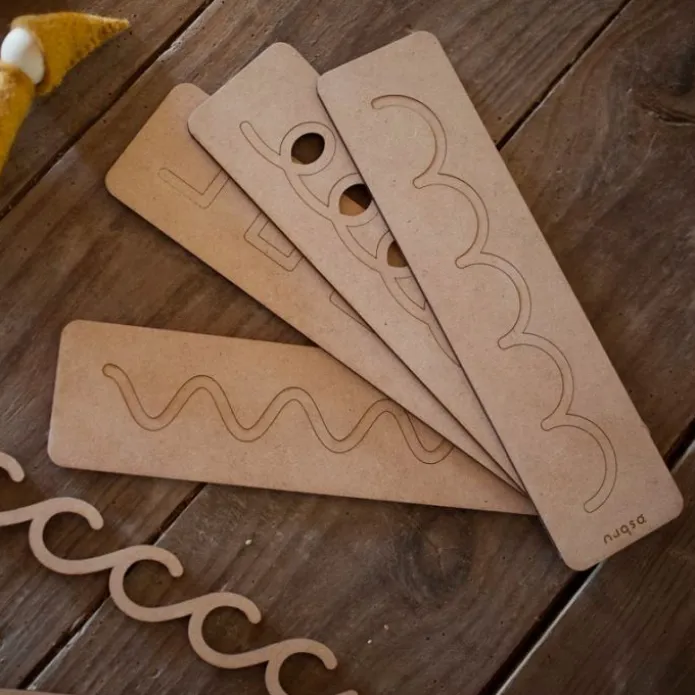 Tablillas de madera DM individuales para grafomotricidad 8 trazos (8) - Ösbru