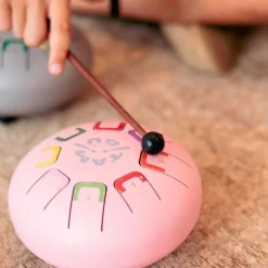 Tambor baby rosa pastel con 8 lengüetas metálicas - Tambú