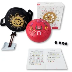 Tambor rojo mate con 11 lengüetas metálicas - Tambú