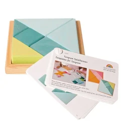 Tangram de madera azul y verde con librito - Grimm's