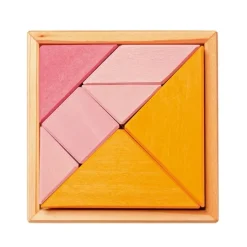 Tangram de madera naranja y rosa con librito - Grimm's