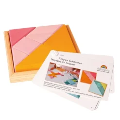 Tangram de madera naranja y rosa con librito - Grimm's