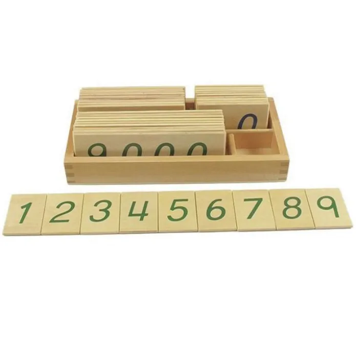Tarjetas de madera pequeñas con números 1-9000 - Montessori