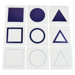 Tarjetas formas geométricas para bandeja de demostración - Montessori