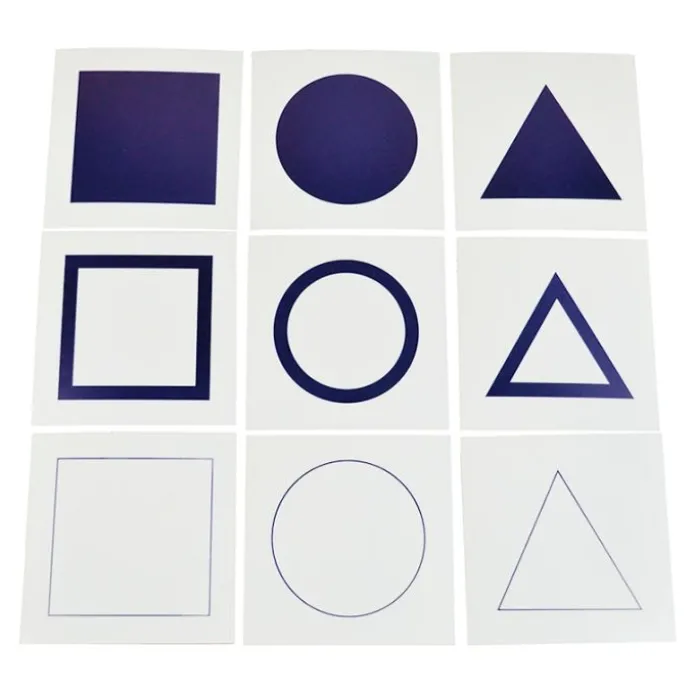 Tarjetas formas geométricas para bandeja de demostración - Montessori