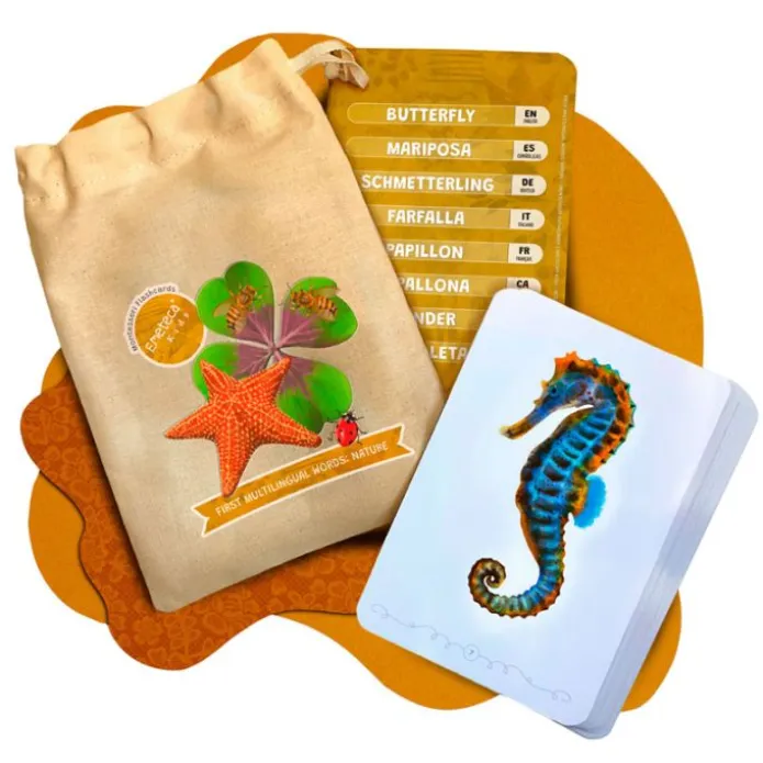 Tarjetas 8 idiomas Mis primeras palabras multilingües: naturaleza (32) - Emeteca Kids