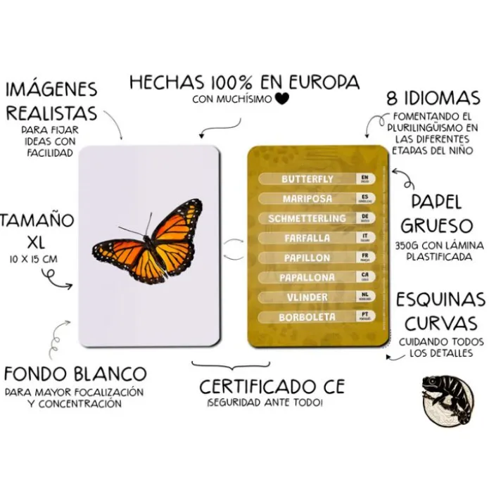 Tarjetas 8 idiomas Mis primeras palabras multilingües: naturaleza (32) - Emeteca Kids