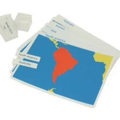 Tarjetas y etiquetas para mapas de continentes - Montessori
