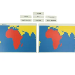 Tarjetas y etiquetas para mapas de continentes - Montessori