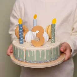 Tarta de cumpleaños de madera arcoíris para cortar - Little Dutch