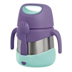Termo verde y morado con cuchara/tenedor 335 ml - B.Box