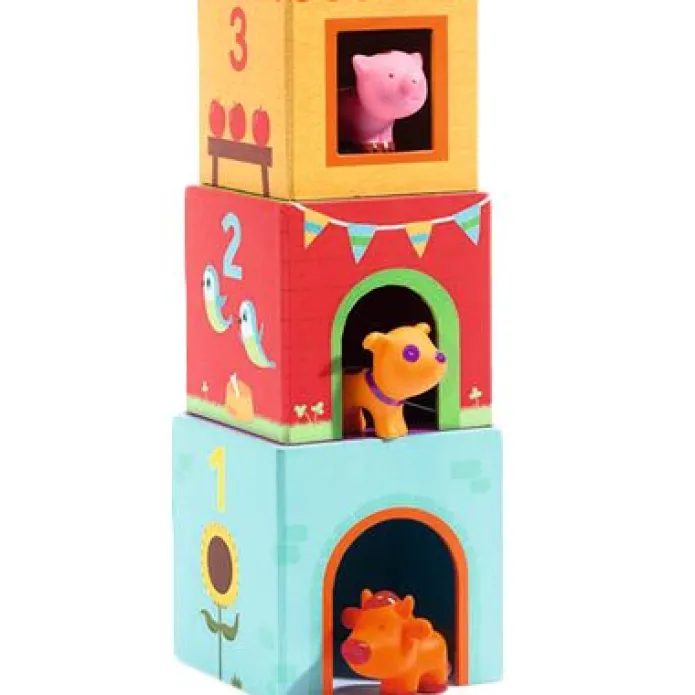 Topanifarm: cubos apilables y animales - Djeco