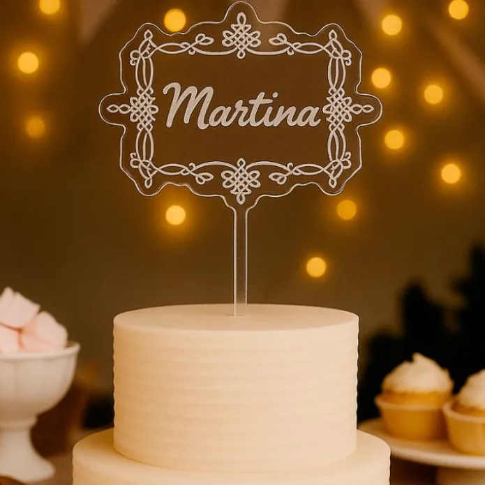 Topper transparente personalizado Filigrana - nombre o texto