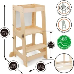 Torre de aprendizaje de madera convertible en mesa con pizarra Prema - 509Crew