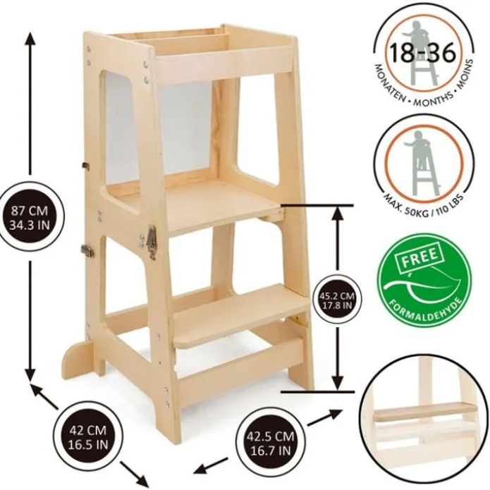 Torre de aprendizaje de madera convertible en mesa con pizarra Prema - 509Crew