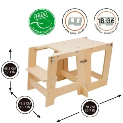 Torre de aprendizaje de madera convertible en mesa con pizarra Prema - 509Crew