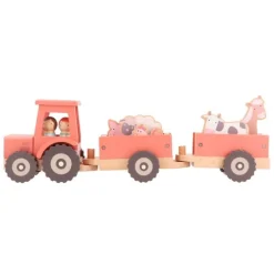 Tractor con remolques, personajes y animales de madera - Monnëka
