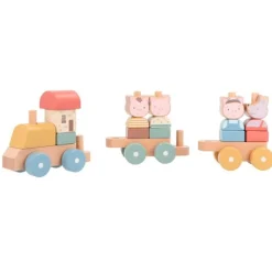 Tren apilable de madera 3 Cerditos Little Pigs - Monnëka