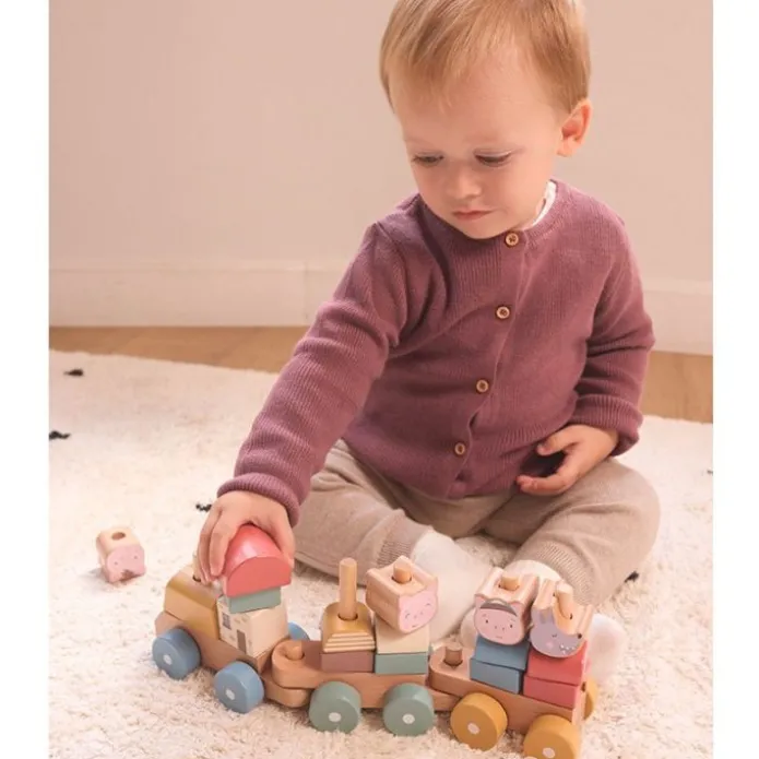 Tren apilable de madera 3 Cerditos Little Pigs - Monnëka