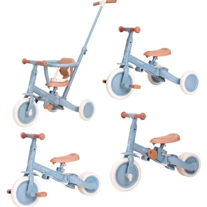 Triciclo con barra convertible en bicicleta 4 en 1 azul - Little Dutch