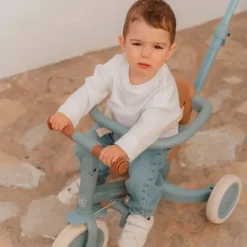 Triciclo con barra convertible en bicicleta 4 en 1 azul - Little Dutch