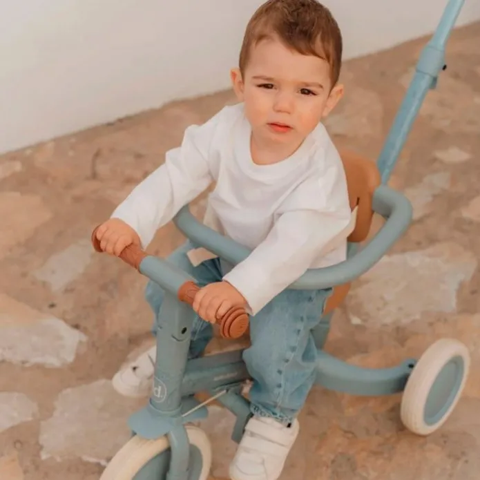 Triciclo con barra convertible en bicicleta 4 en 1 azul - Little Dutch