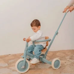 Triciclo con barra convertible en bicicleta 4 en 1 azul - Little Dutch
