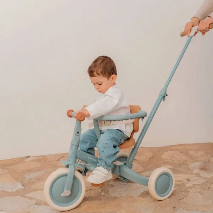 Triciclo con barra convertible en bicicleta 4 en 1 azul - Little Dutch