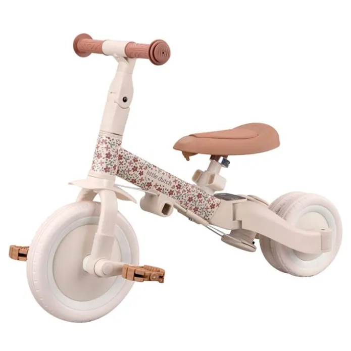 Triciclo con barra convertible en bicicleta 4 en 1 blanco - Little Dutch