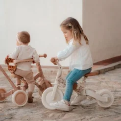 Triciclo con barra convertible en bicicleta 4 en 1 blanco - Little Dutch
