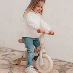 Triciclo con barra convertible en bicicleta 4 en 1 blanco - Little Dutch