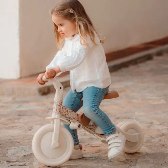 Triciclo con barra convertible en bicicleta 4 en 1 blanco - Little Dutch