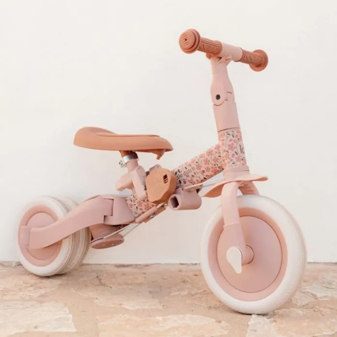 Triciclo con barra convertible en bicicleta 4 en 1 rosa - Little Dutch