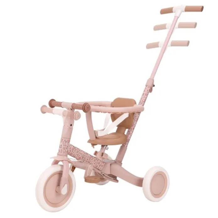 Triciclo con barra convertible en bicicleta 4 en 1 rosa - Little Dutch
