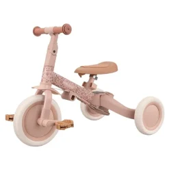 Triciclo con barra convertible en bicicleta 4 en 1 rosa - Little Dutch