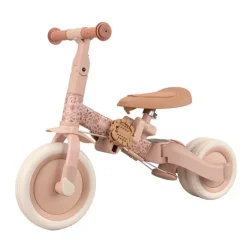 Triciclo con barra convertible en bicicleta 4 en 1 rosa - Little Dutch