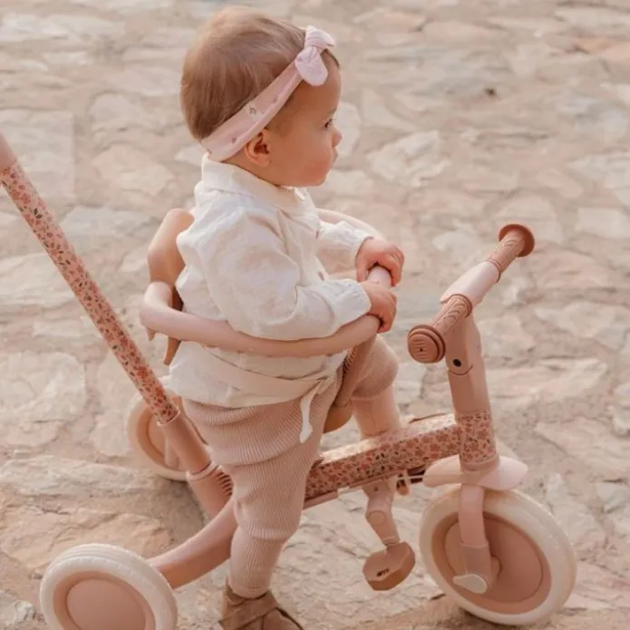 Triciclo con barra convertible en bicicleta 4 en 1 rosa - Little Dutch