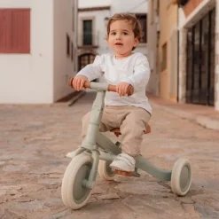 Triciclo con barra convertible en bicicleta 4 en 1 verde - Little Dutch