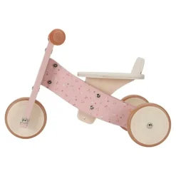 Triciclo de madera rosa flores - Little Dutch