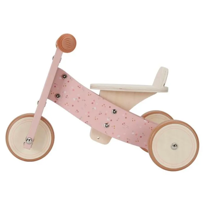 Triciclo de madera rosa flores - Little Dutch