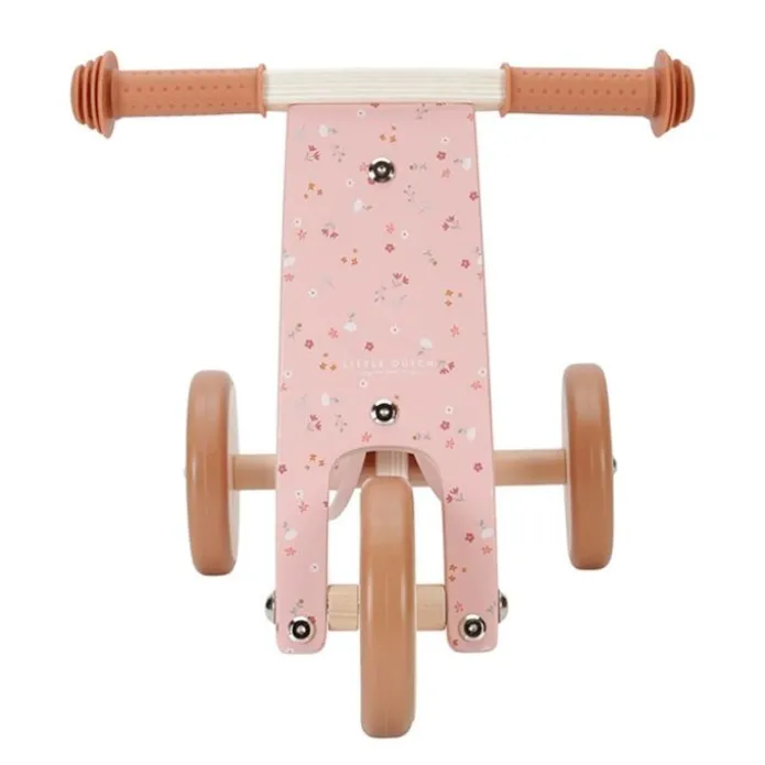 Triciclo de madera rosa flores - Little Dutch
